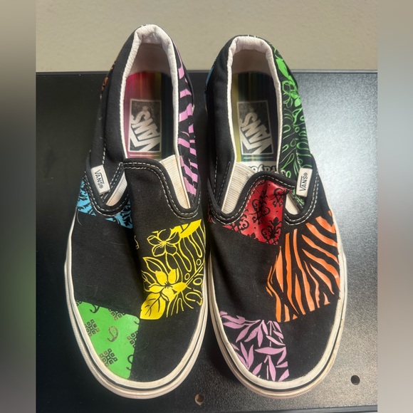 Vans Shoes - Vans Classic Slip-On Patchwork Floral Zebra Crayola Sneakers - Multicolor
